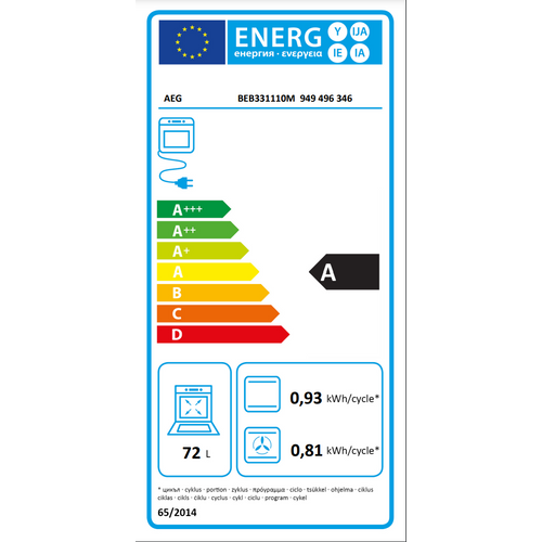 AEG ugradbena pećnica BEB331110M slika 5