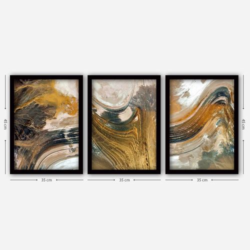 3SC56 Multicolor Decorative Framed Painting (3 Pieces) slika 2