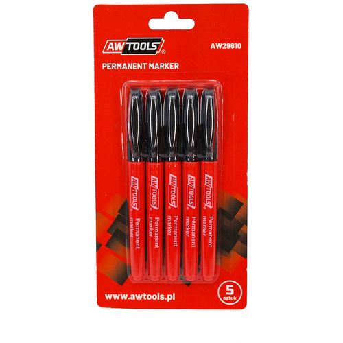 AWTOOLS set tankih trajnih markera, crni, 5 komada slika 1