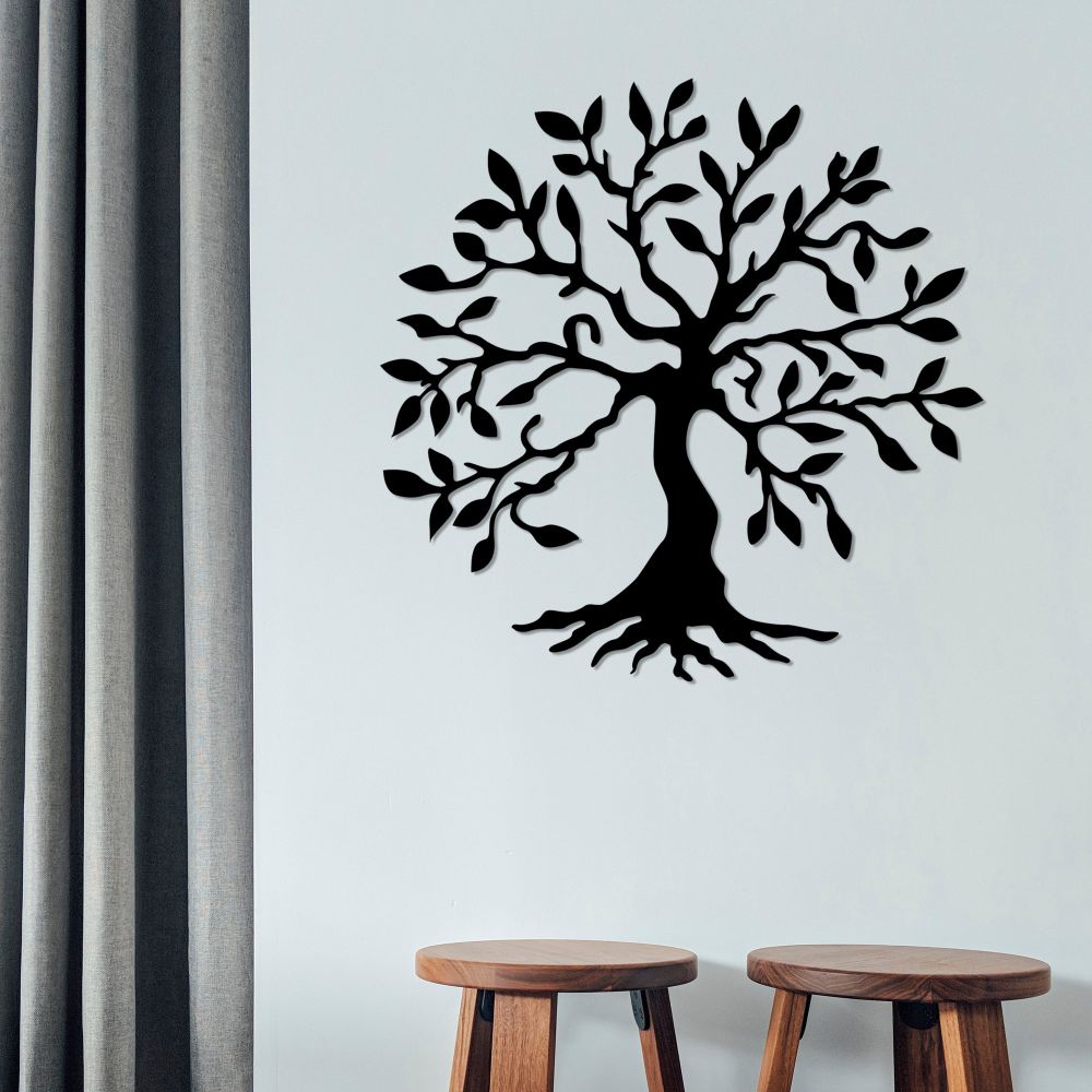 Dekorativni Metalni Zidni Ukras 'Tree 3' u Crnoj Boji slika 1