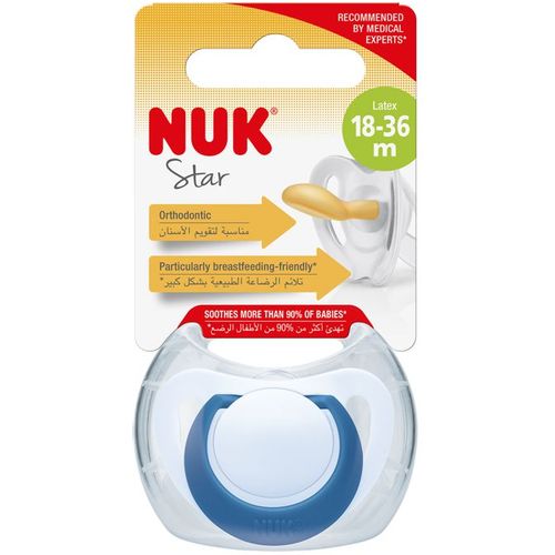 NUK Ortodontska duda varalica Star Latex 18-36mj, Blue slika 2