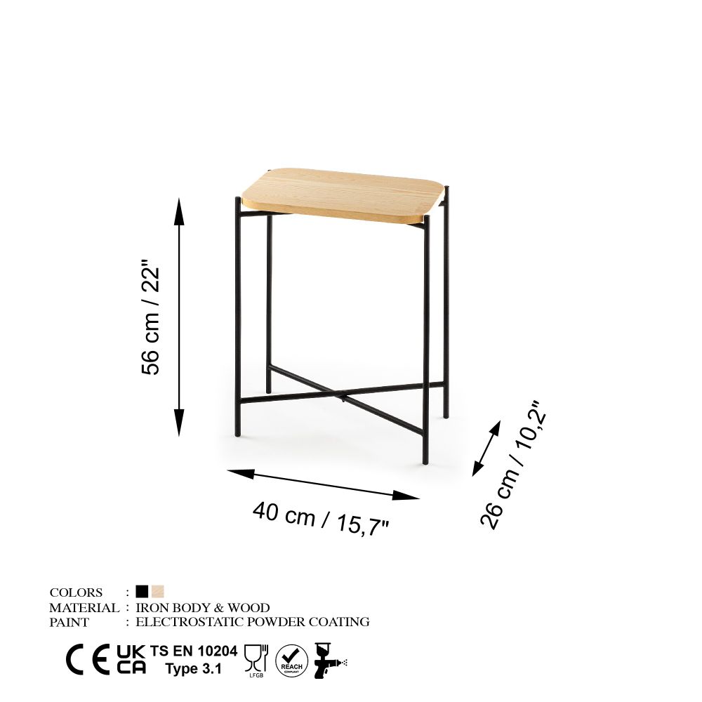 Shb-003 Crni Prirodni Stolić za Kafu slika 6