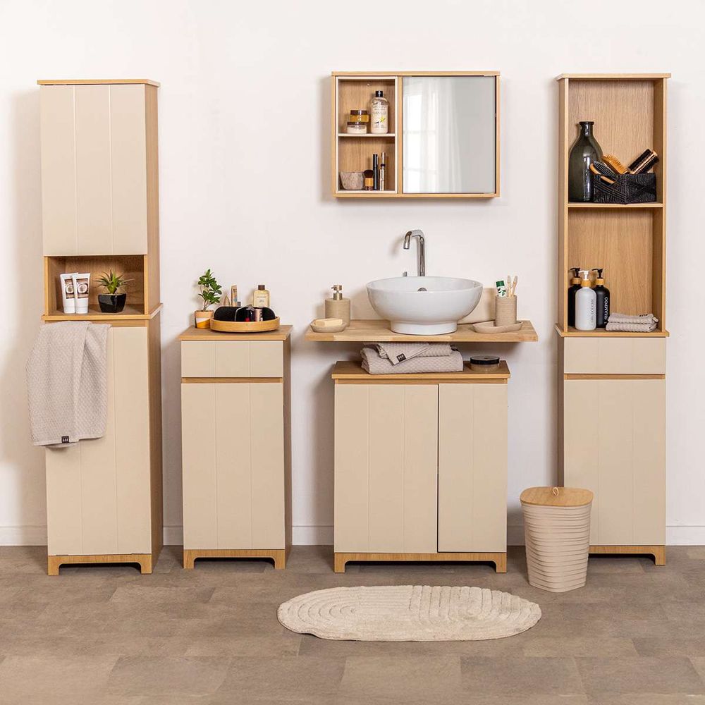 Tendance kupaonski ormarić Rivoli, 2 vrata + 1 polica + 1 ugrađena košara za rublje 173x36x38 cm, MDF slika 3