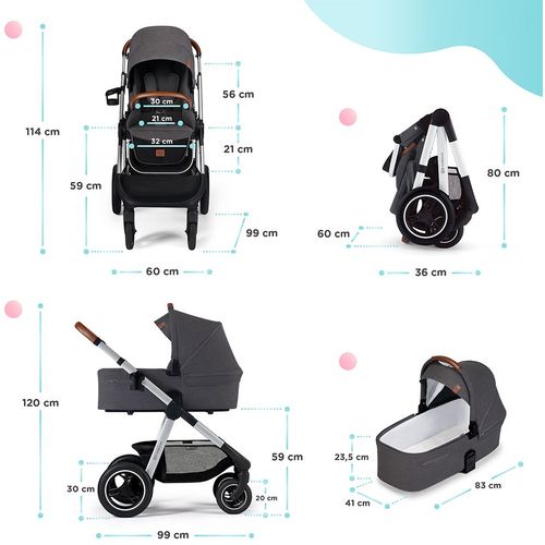 Kinderkraft dječja kolica Everyday 2u1, dark gray SZA slika 21