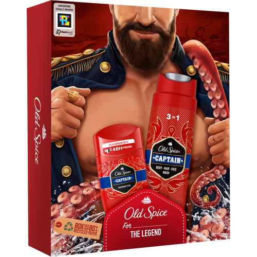 Old Spice poklon set Captain (gel za tuširanje 250ml + stik 50ml)  slika 1