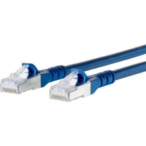 Metz Connect 1308450544-E RJ45 mrežni kabel, Patch kabel cat 6a S/FTP 0.50 m plava boja sa zaštitom za nosić 1 St. slika 1