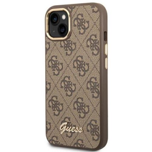 GUESS Futrola za iPhone 14 Brown Metal Outline Script slika 1