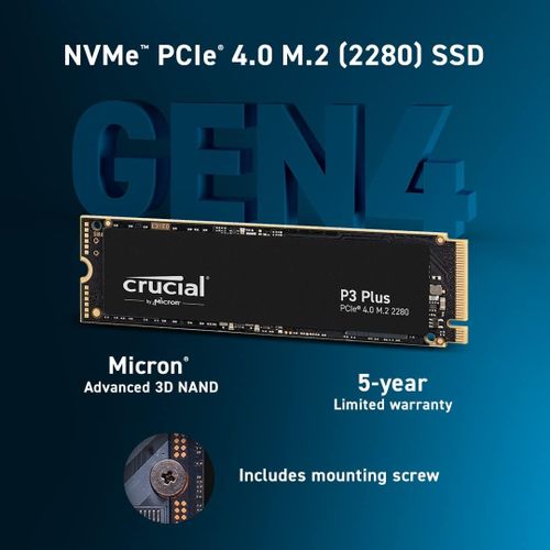 Crucial P3 Plus 500GB 3D NAND NVMe PCIe M.2 SSD slika 4