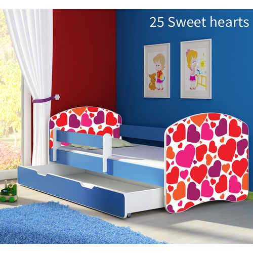 Dječji krevet ACMA s motivom, bočna plava + ladica 180x80 cm 25-sweet-hearts slika 1