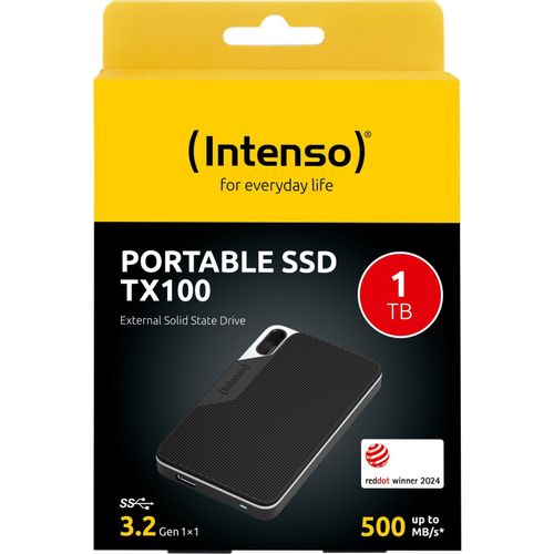 Intenso 1TB SSD TX100 - Vanjski disk s brzinom prijenosa do 500MB/s, USB 3.2 Gen1x1 - Crni slika 3