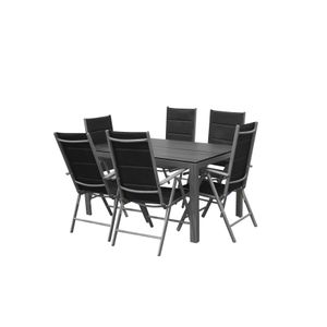 Vrtni Set sto + 6 sklopivih stolica, crni, Venezia