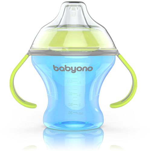 BabyOno Neprolijevajuća čaša Natural, plavo-zelena slika 5