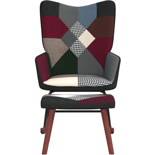 Stolica za ljuljanje s osloncem za noge patchwork od tkanine slika 10