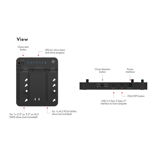 Icybox IB-2915MSCL-C31 stanica za kloniranje i spajanje M.2 NVME & SATA 2.5”/3.5” SSD/HDD slika 4