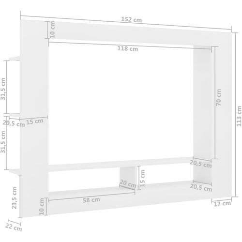 TV ormarić bijeli 152 x 22 x 113 cm od konstruiranog drva slika 28