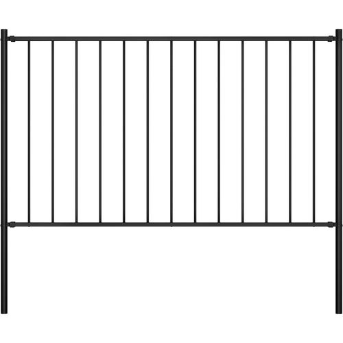 Panel za ogradu sa stupovima čelični 1,7 x 0,75 m crni slika 5