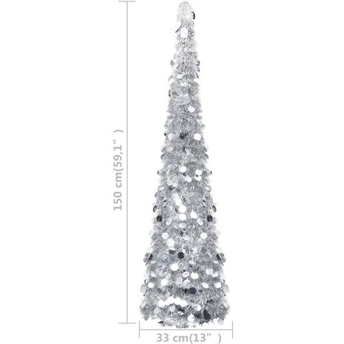 Prigodno umjetno božićno drvce srebrno 150 cm PET slika 5