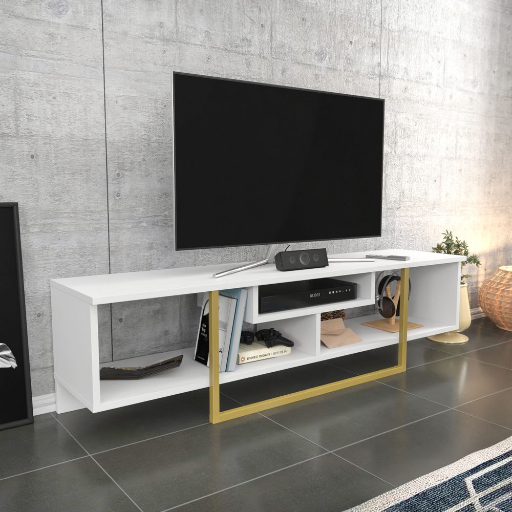 Asal 150 - TV Stalak u Bijeloj i Zlatnoj Boji slika 2