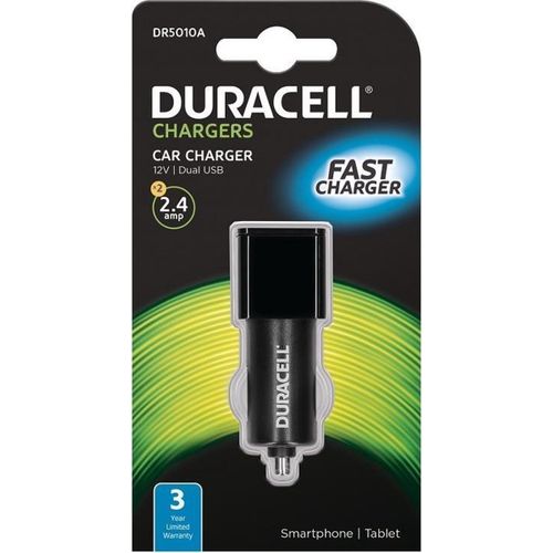 Duracell Autopunjač – Uni 2xUSB - 2.4A+2.4A – Black slika 1