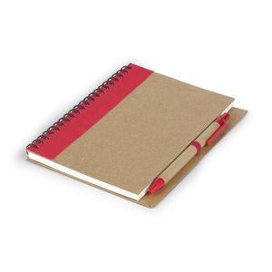 VERDE, biorazgradivi notes sa biorazgradivom hemijskom olovkom, crveni