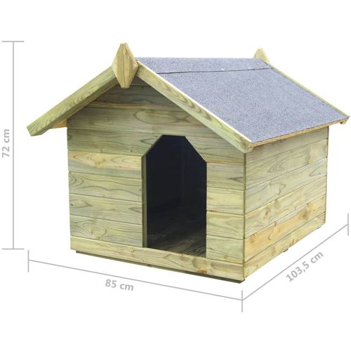 Vrtna kućica za pse od impregnirane borovine s pomičnim krovom slika 5