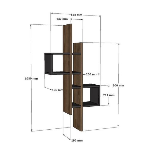 Woody Fashion Zidna polica EMSE, Emse - Oak, Anthracite slika 10