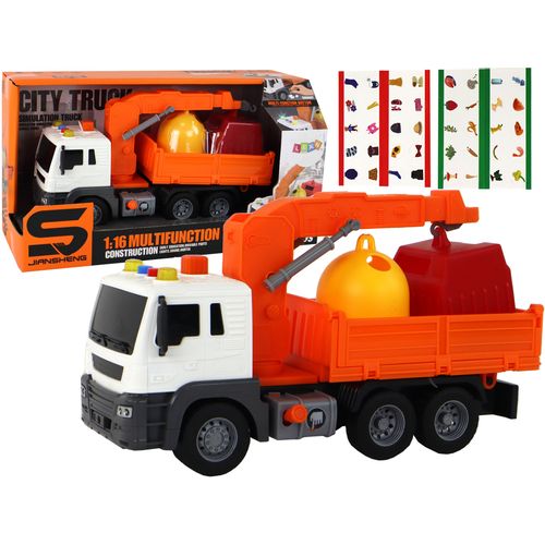 Kamion s kranom i balvanima 1:16 narančasta slika 1