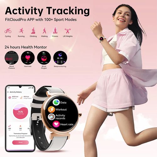 Oukitel BT30 Smart Watch for Women 160mAh/Heart rate/SpO2/Blood Preasure/Accelerometer/Crna slika 3