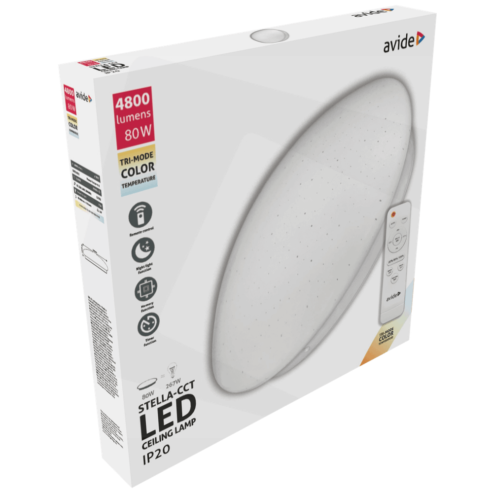 Avide Plafonjera sa daljinskim upravljačem,LED,80W, 4800lm,5000K - ACLOCCT-80W-R-ST slika 2