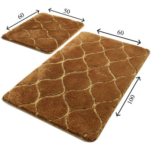 Infinity - Caramel Caramel Acrylic Bathmat Set (2 Pieces) slika 3