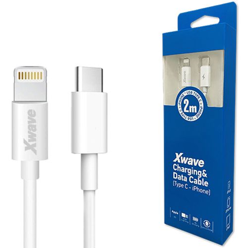 Xwave Kabl USB Tip-C za IPHONE 2M 3A,lightning aluminium,beli slika 1