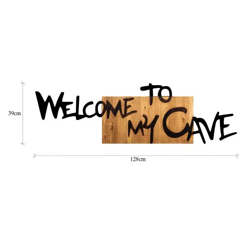 Wallity Dekorativni Drveni Zidni Ukras 'Welcome To My Cave' u Boji Oraha i Crnoj slika 6