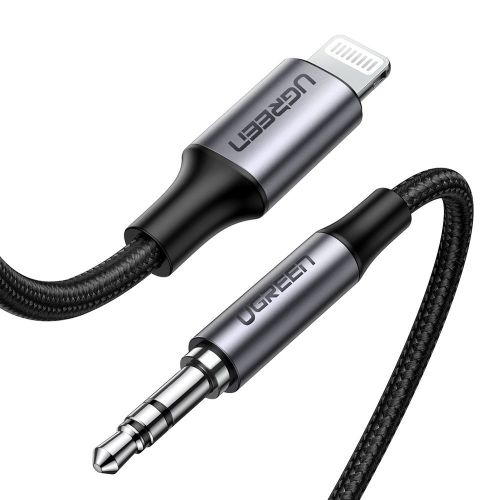 Ugreen - Audio kabel s aluminijskim omotačem (70509) - Lightning to Jack 3,5 mm, MFi certificiran, 1 m - crni slika 2