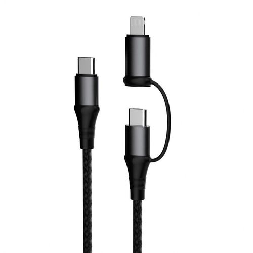 Dudao 2u1 kabel USB tip C PD - USB tip C Power Delivery (60 W) + Lightning (18 W) 1 m siva slika 2