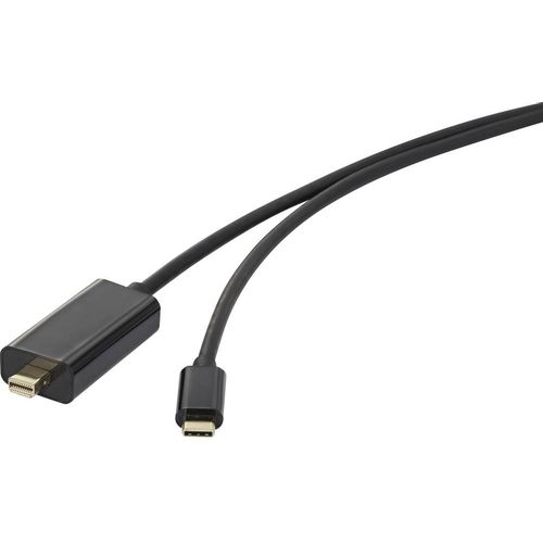 Renkforce USB-C® / Mini-DisplayPort adapterski kabel USB-C® utikač, Mini DisplayPort utikač 0.50 m crna RF-3421680 pozlaćeni kontakti USB-C® Display kabel slika 1
