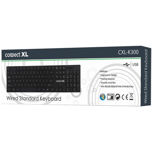 Connect XL Tipkovnica sa multimedijalnim tipkama, USB, SLIM, crna boja - CXL-K300 slika 3