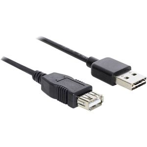 Delock USB 2.0 priključni kabel [1x muški konektor USB 2.0 tipa a - 1x ženski konektor USB 2.0 tipa a] 5.00 m crna utikač primjenjiv s obje strane, pozlaćeni kontakti, UL certificiran USB 2.0 priključni kabel [1x USB 2.0 utikač A - 1x USB 2.0 utikač A] 5 m crni pozlaćeni kontakti Delock