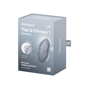 Stimulator klitorisa Satisfyer Tap &amp; Climax 1, plavo sivi