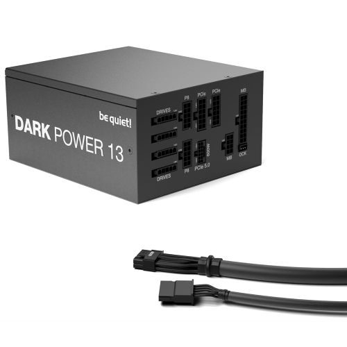 be quiet! BN333 DARK POWER 13 750W, 80 PLUS Titanium efficiency (up to 95.8%), ATX 3.0 PSU with full support for PCIe 5.0 GPUs and GPUs with 6+2 pin connector, Overclocking key switches between four 12V rails and one massive 12V rail slika 2