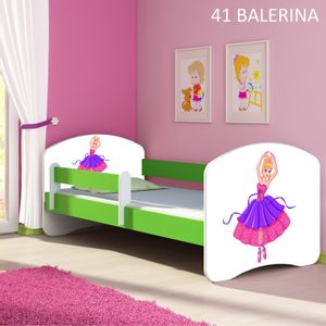 Dječji krevet ACMA s motivom, bočna zelena 180x80 cm 41-balerina