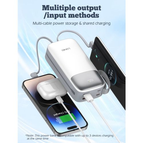 LDNIO POWER BANK 30000mAh 22,5W 5V 3A 2 PORT (2A) + 2 CABLE (1C1L) PQ30 slika 2