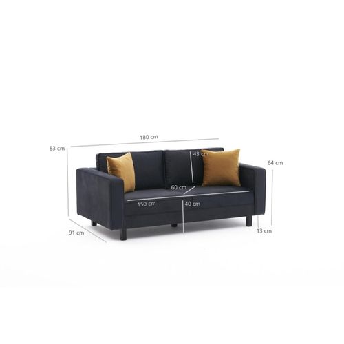 Atelier Del Sofa Dvosjed, Antracit, Kale Velvet - Anthracite slika 8