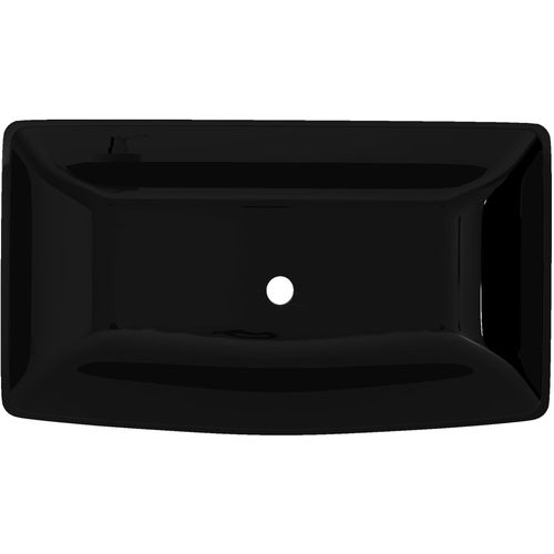 Keramički Kupaonski Umivaonik Crni Pravokutni slika 15