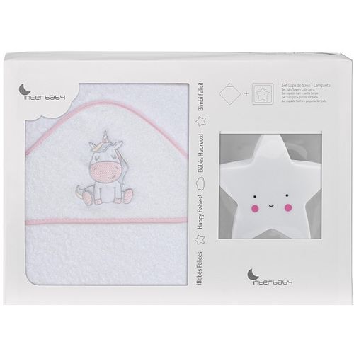 Interbaby ručnik Jednorog 100x100 white/pink + lampa Zvijezda slika 1