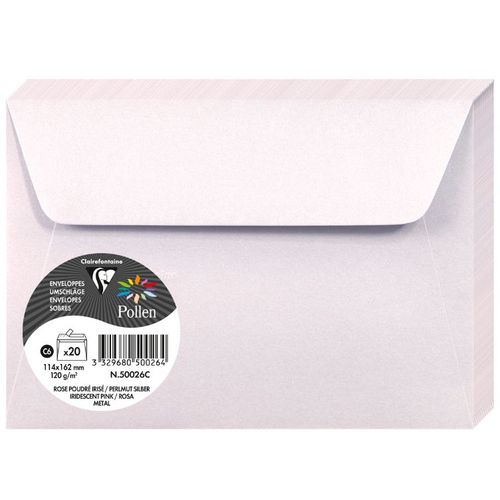 Clairefontaine kuverte Pollen 114x162mm 120gr perlasto pink 1/20 slika 1