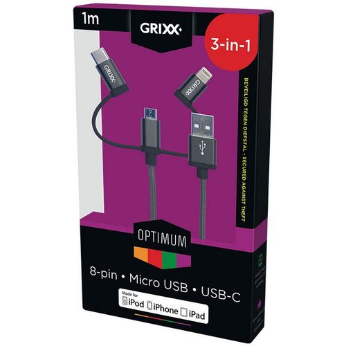 GRIXX Kabel 3 u 1 za smartphone, pametni telefon ili tablet slika 2