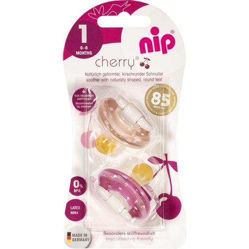 nip® Duda varalica Cherry 0-6mj (veličina 1) - Latex, 2kom Pink, Bež slika 4