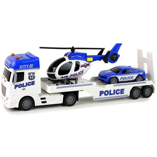 Igračka policijski set kamion transporter helikoptera i auta slika 2