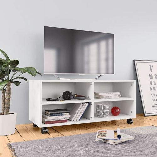 TV ormarić s kotačima bijeli 90 x 35 x 35 cm od iverice slika 16