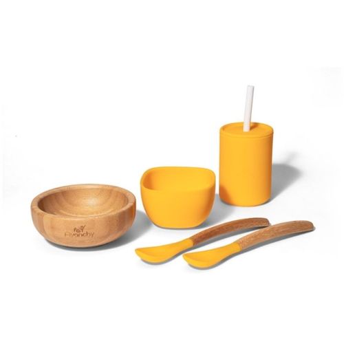 Avanchy set za jelo za djecu od bambusa žuti slika 1